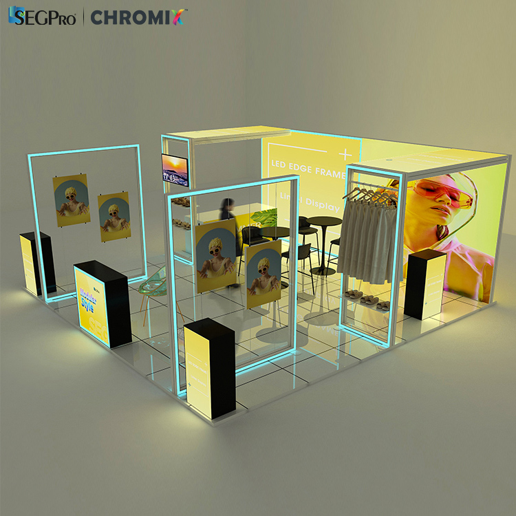 حامل عرض بإطار إضاءة LED RGB