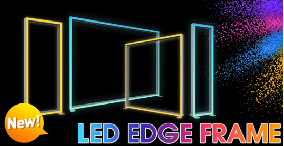 جناح عرض تجاري حديث يتميز بشاشة عرض ديناميكية بإطار إضاءة RGB