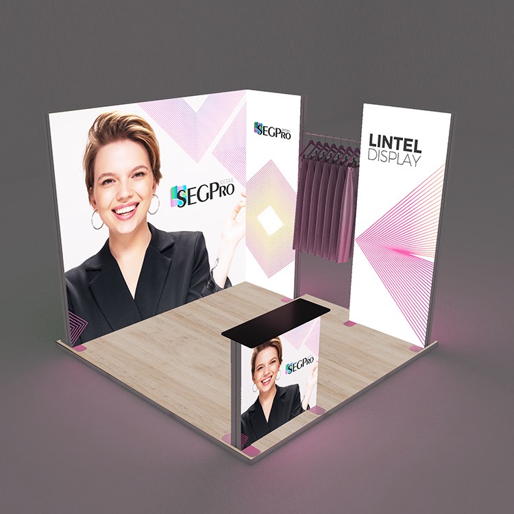 3x3m Booth Compact Backwall 3x3m exhibition booth compact backwall SEG lightbox configuration
