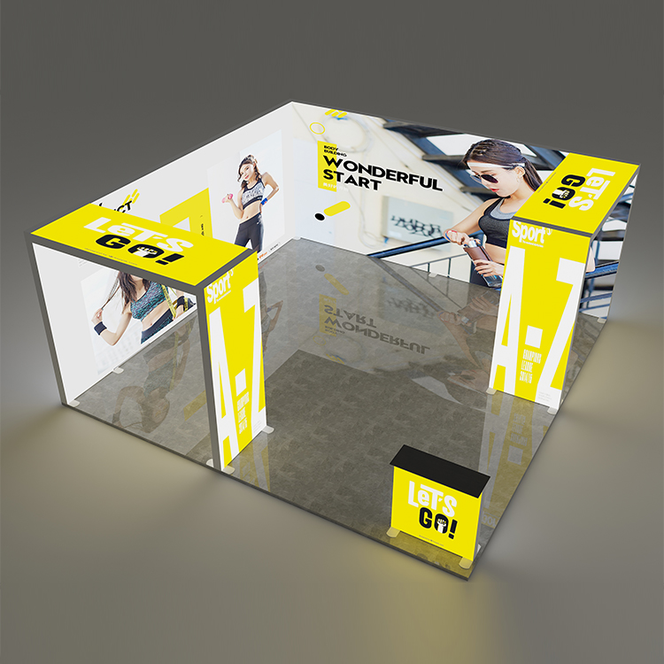 6x6m Booth Multi-Structure Layout 6x6m island exhibition booth multi-structure SEG lightbox layout
